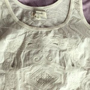 Madewell white embroidery and cut-work cotton tank